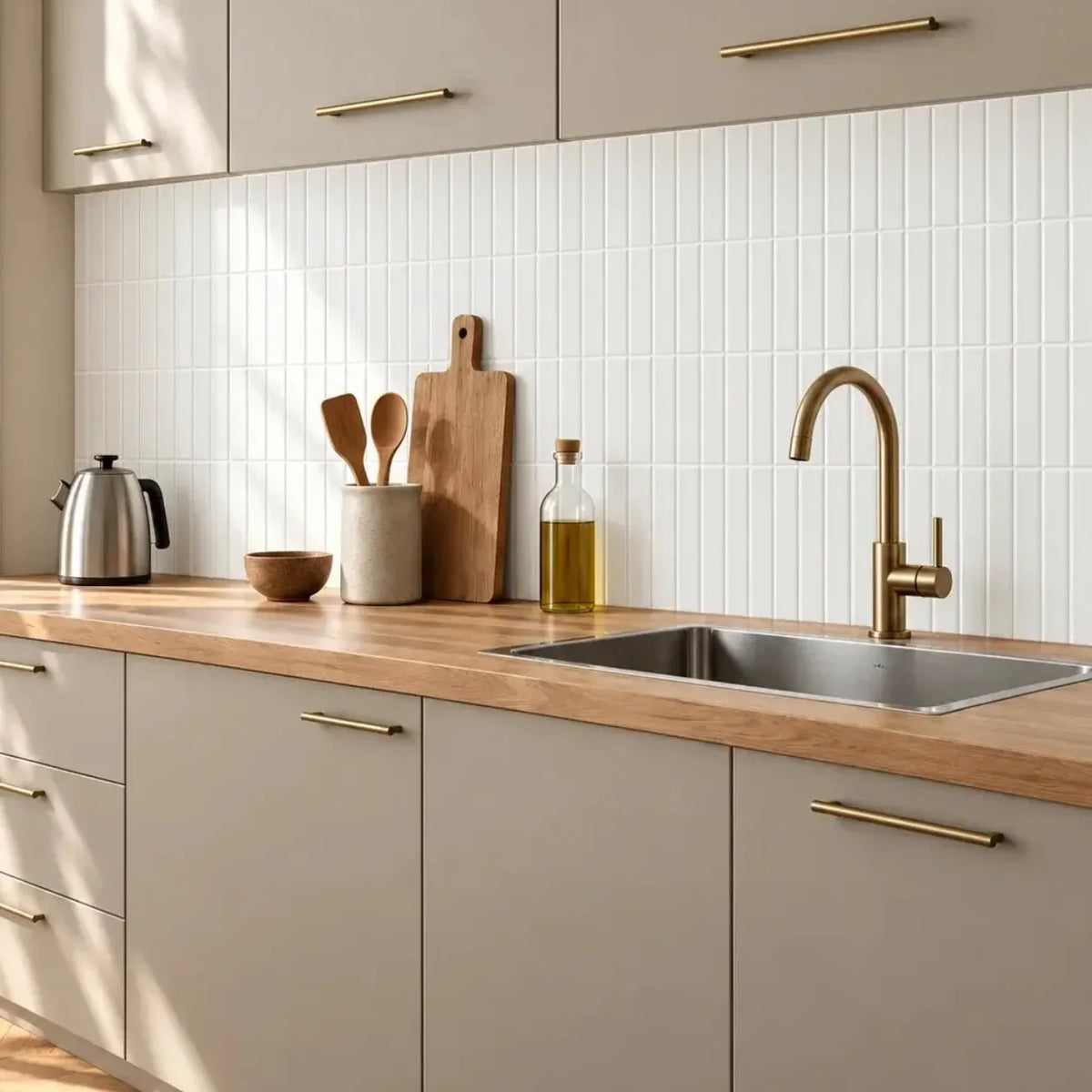 Cannelia – Carrelage mural adhésif 3D blanc brillant