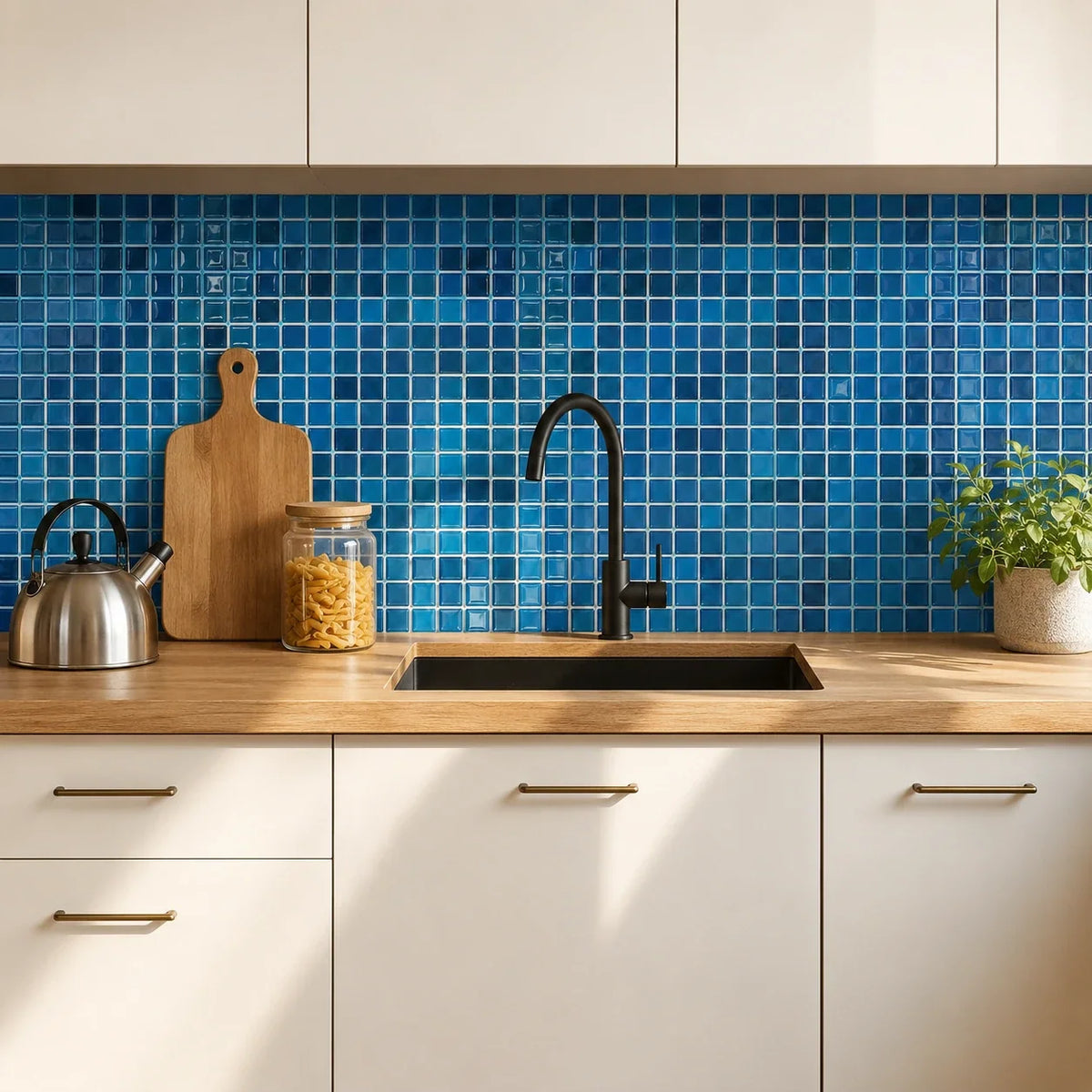 Mosaëla – Carrelage mural adhésif 3D bleu azur