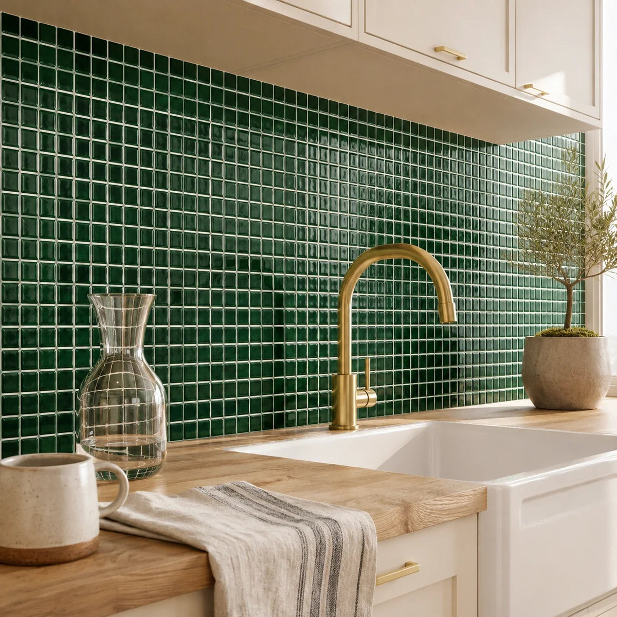 Mosaëla – Carrelage mural adhésif 3D vert bouteille