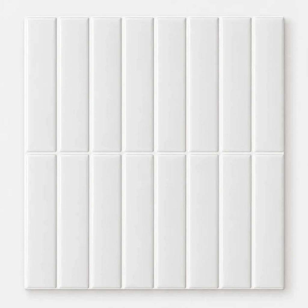 Stria – Carrelage mural adhésif 3D blanc brillant – vue principale