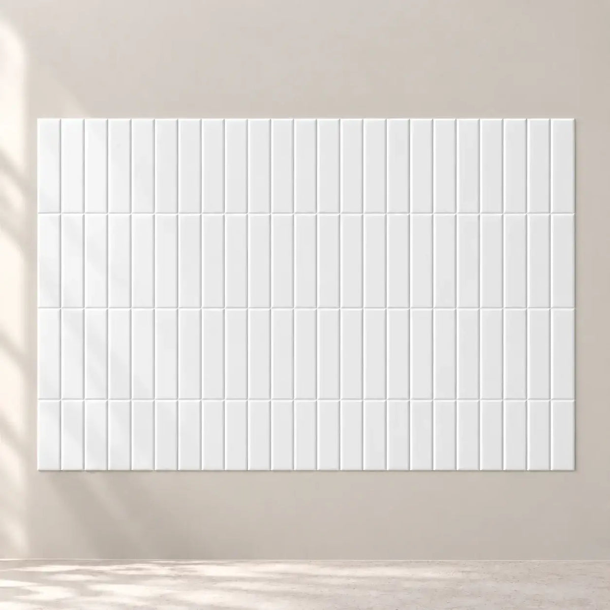 Stria – Carrelage mural adhésif 3D blanc brillant – détail ou mise en situation, vue 5