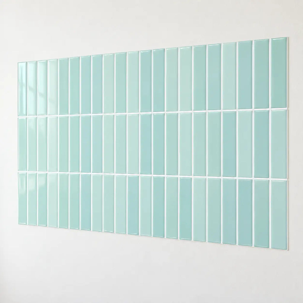 Stria – Carrelage mural adhésif 3D vert d'eau – détail ou mise en situation, vue 5