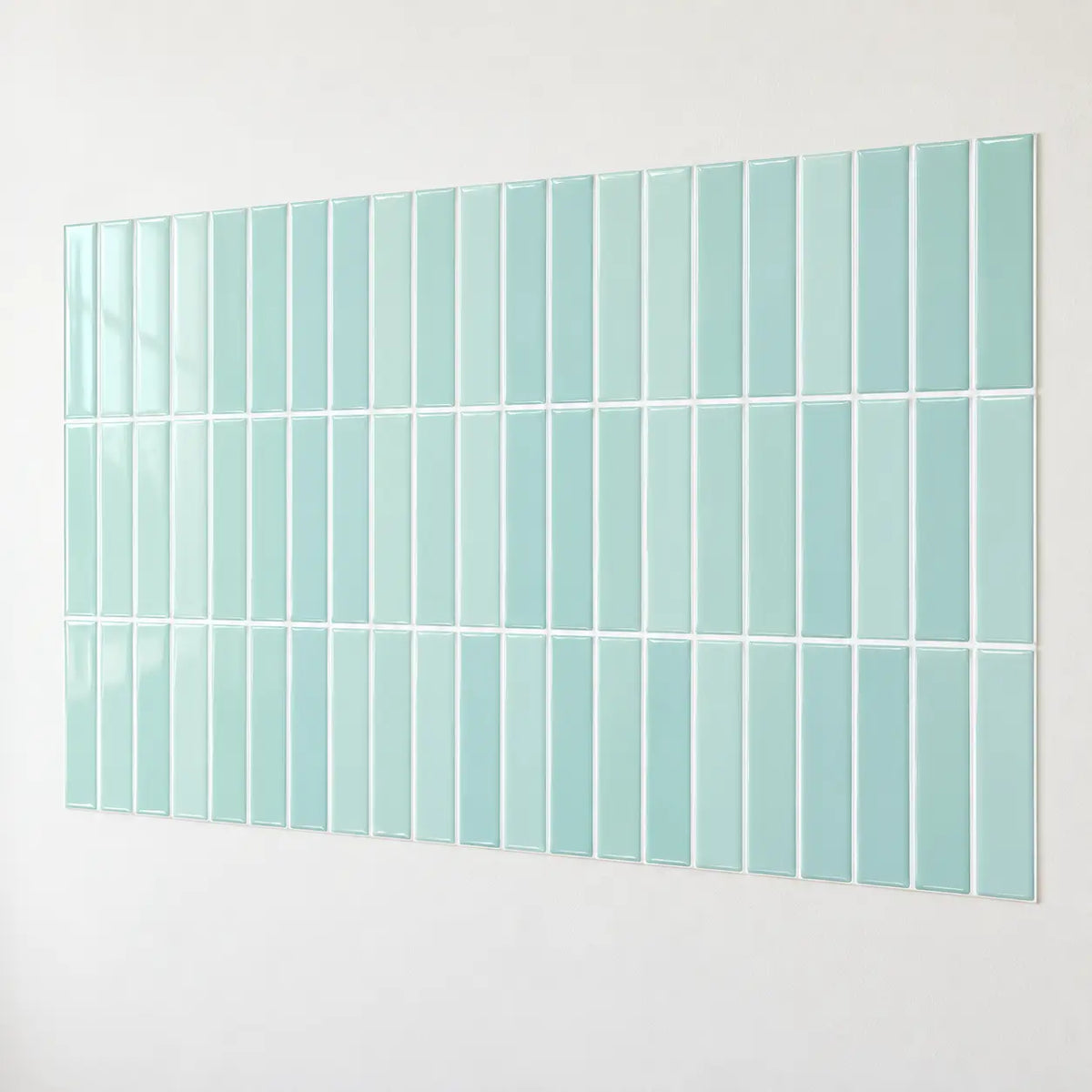 Stria – Carrelage mural adhésif 3D vert d'eau – détail ou mise en situation, vue 5