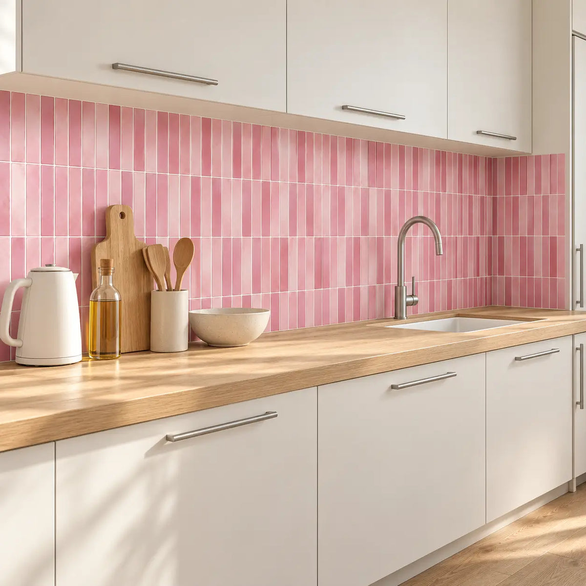 Cannelia – Carrelage mural adhésif 3D vieux rose