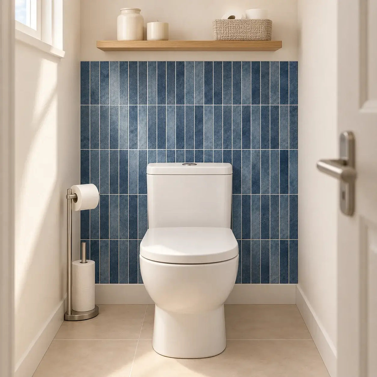 Stria – Carrelage mural adhésif 3D bleu indigo – détail ou mise en situation, vue 6