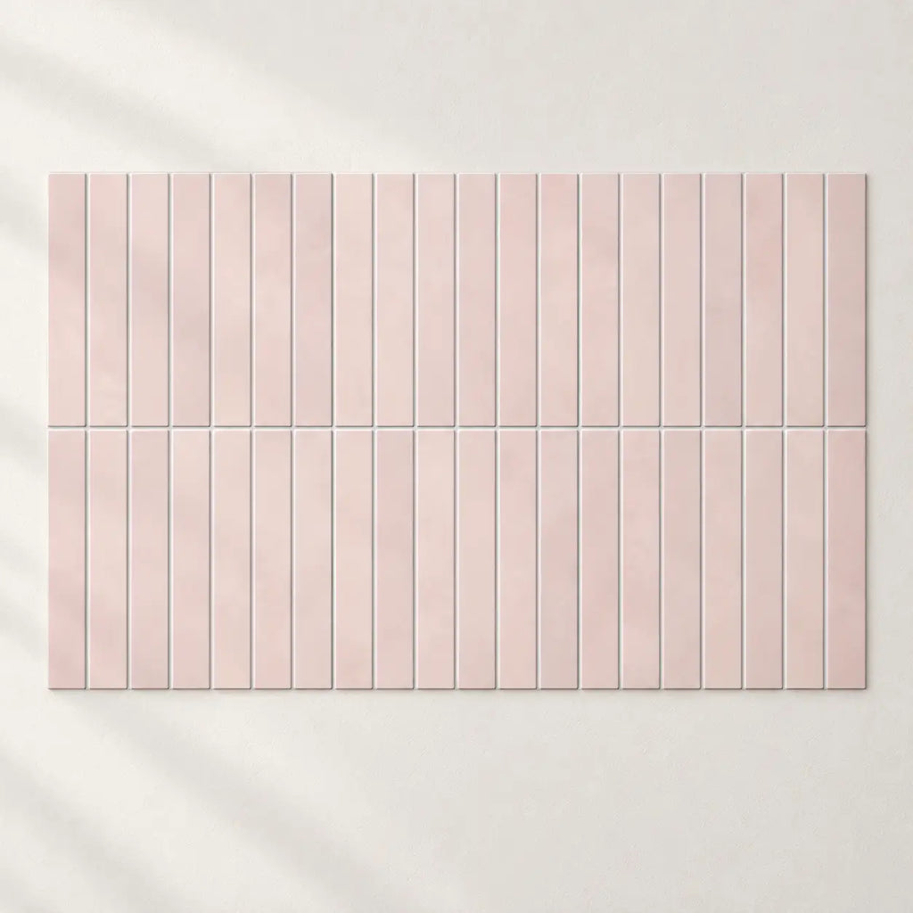 Stria – Carrelage mural adhésif 3D rose poudré – détail ou mise en situation, vue 5