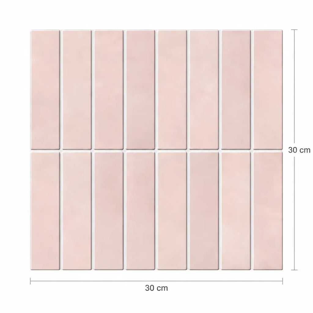 Stria – Carrelage mural adhésif 3D rose poudré – détail ou mise en situation, vue 7
