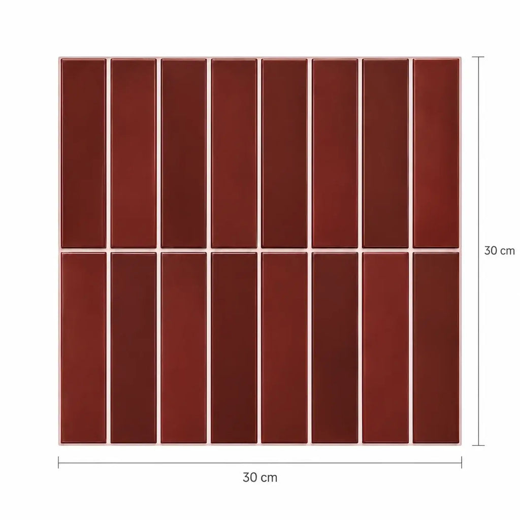 Stria – Carrelage mural adhésif 3D rouge bordeaux – détail ou mise en situation, vue 7