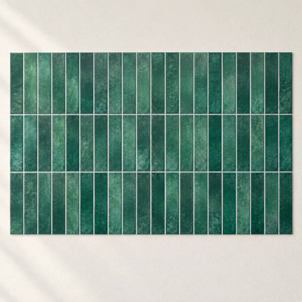 Stria – Carrelage mural adhésif 3D vert émeraude – détail ou mise en situation, vue 5