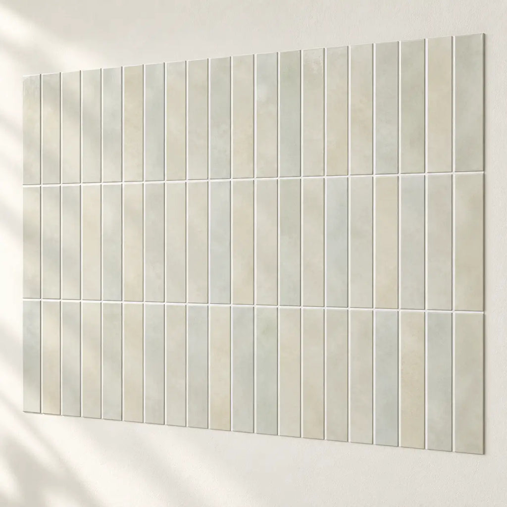 Stria – Carrelage mural adhésif 3D vert grisé – détail ou mise en situation, vue 5