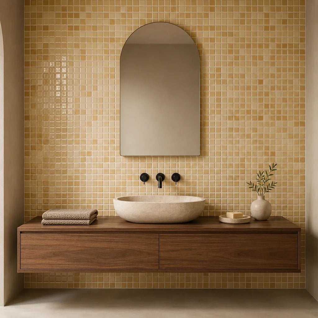 Mosaïca – Carrelage mural adhésif 3D beige sable – détail ou mise en situation, vue 3