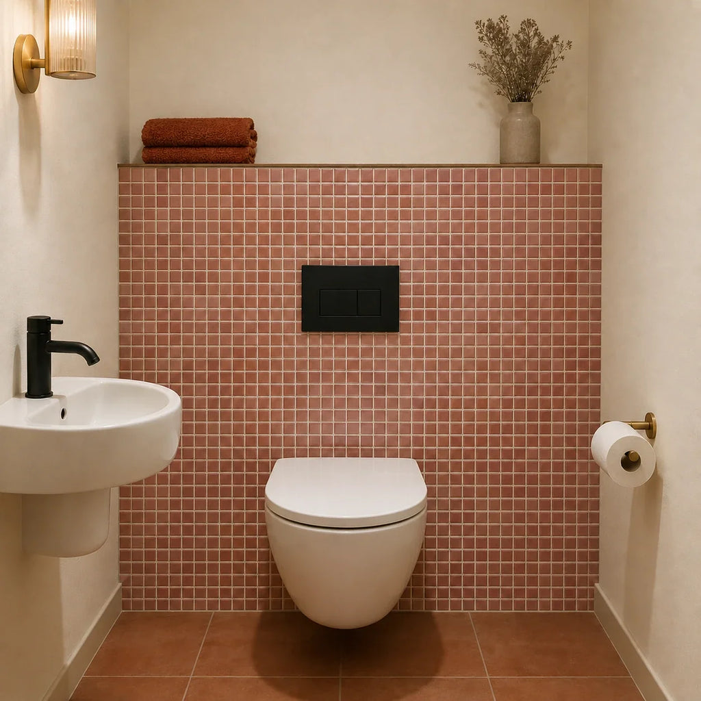 Mosaïca – Carrelage mural adhésif 3D orange terracotta – détail ou mise en situation, vue 3