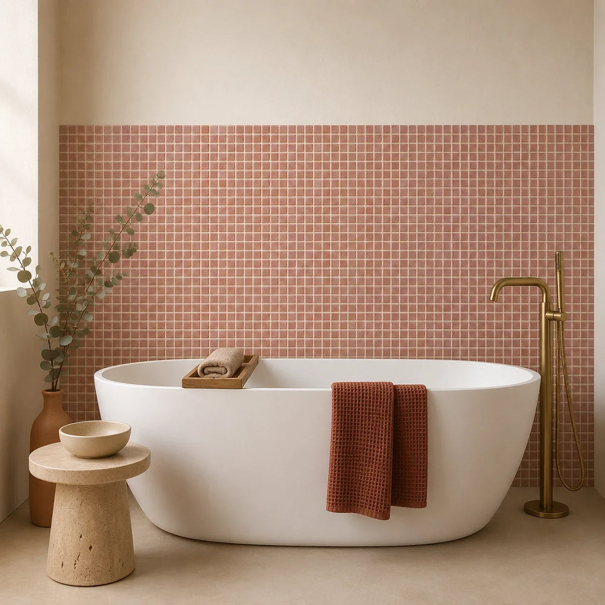 Mosaïca – Carrelage mural adhésif 3D orange terracotta – détail ou mise en situation, vue 2