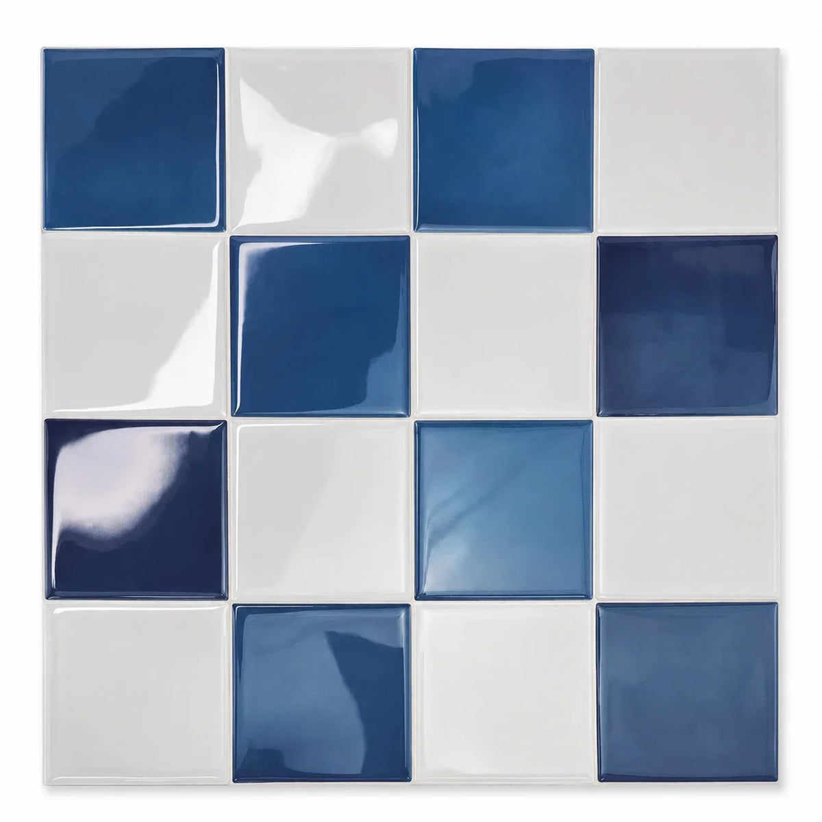 Mosaïca – Carrelage mural adhésif 3D damier bleu saphir – vue principale