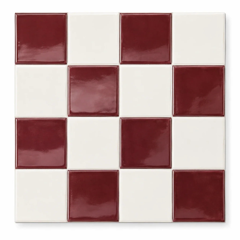 Mosaïca – Carrelage mural adhésif 3D damier bordeaux – vue principale