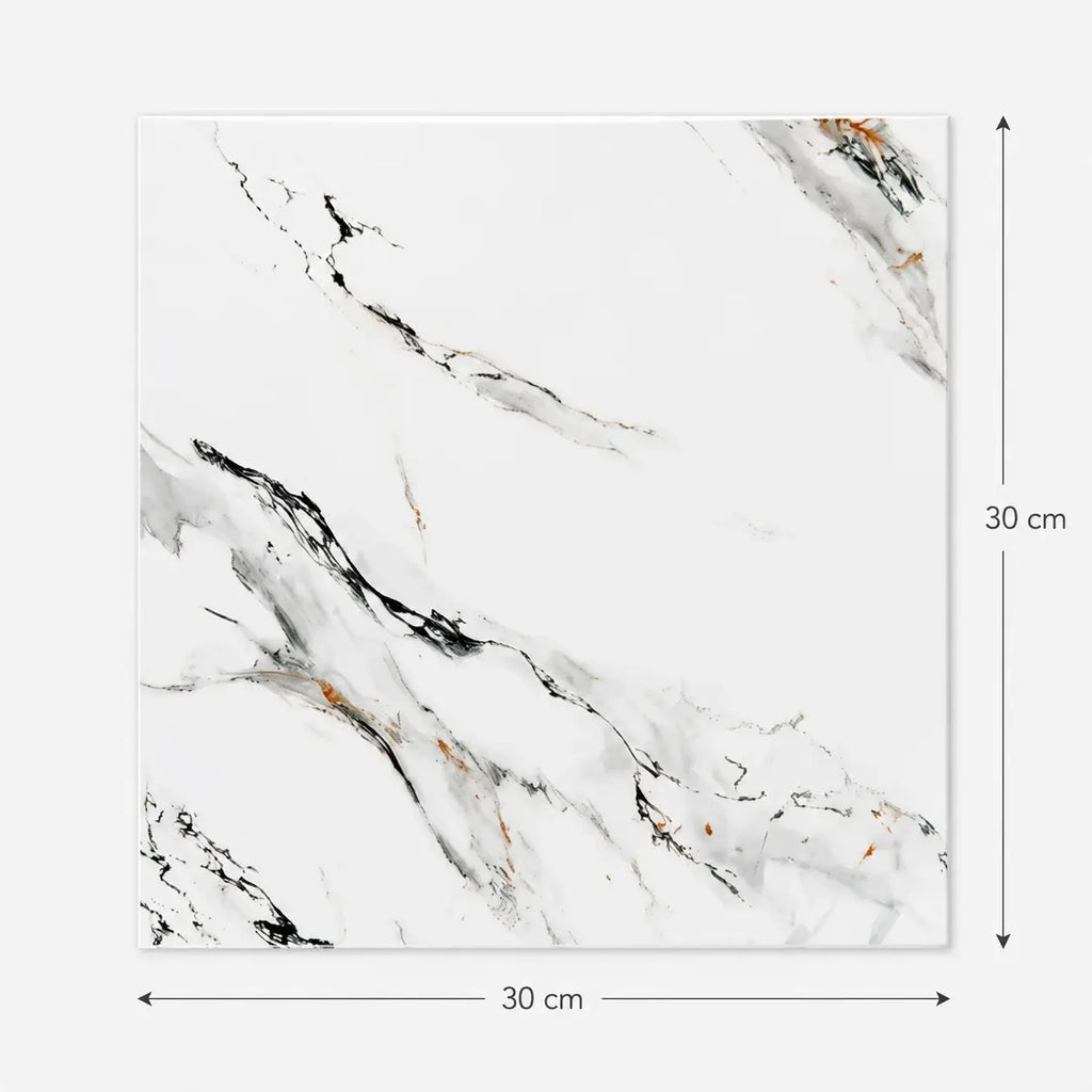Minéra – Carrelage mural adhésif effet marbre blanc anthracite – détail ou mise en situation, vue 5