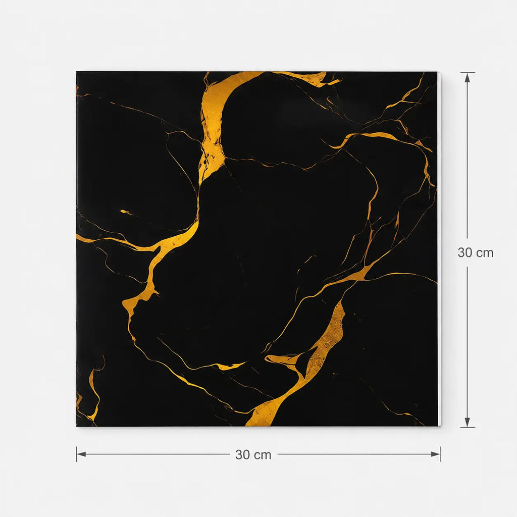 Minéra – Carrelage mural adhésif effet marbre noir doré – détail ou mise en situation, vue 5